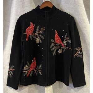 New Tags Heirloom Collectibles‎ 2004 Cardinal Christmas Sweater Small Black
